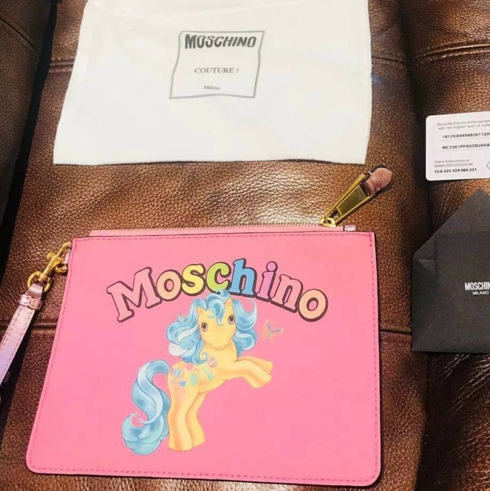 Moschino x My Little Pony Capsule Collection Mini Clutch Wristlet pink bag